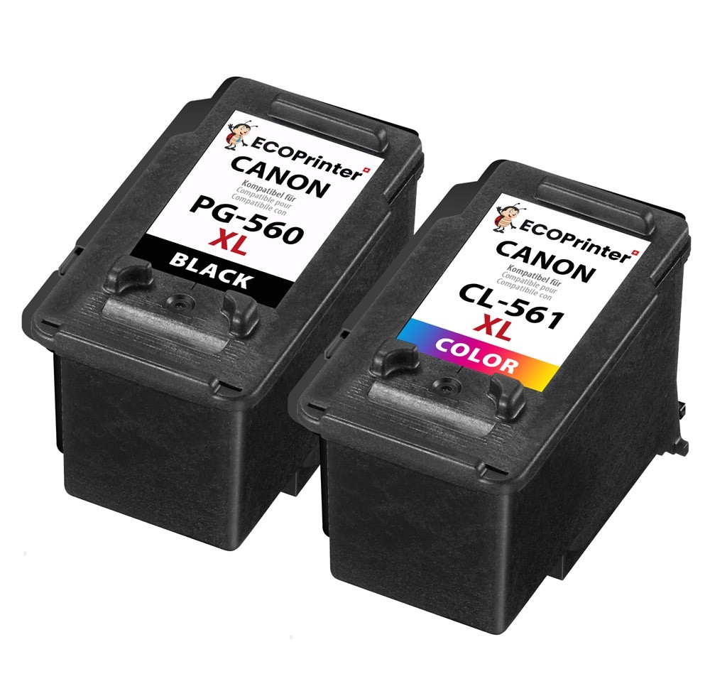 Pack de 2 cartouches ECOPrinter équivalent à Canon CL-561 XL / PG-560 XL