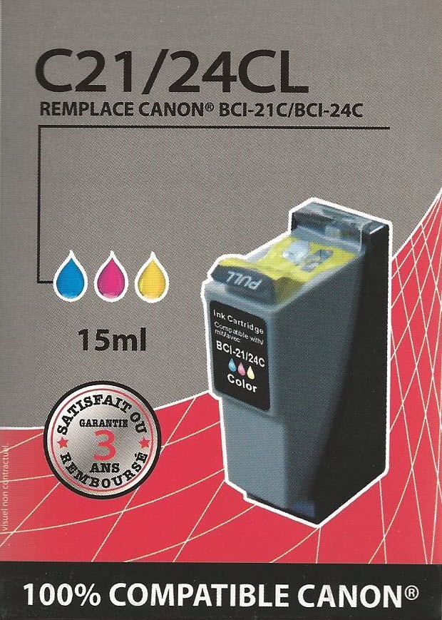 Cartouche compatible Canon BCI-21 / 3 Couleurs 16,5 ml