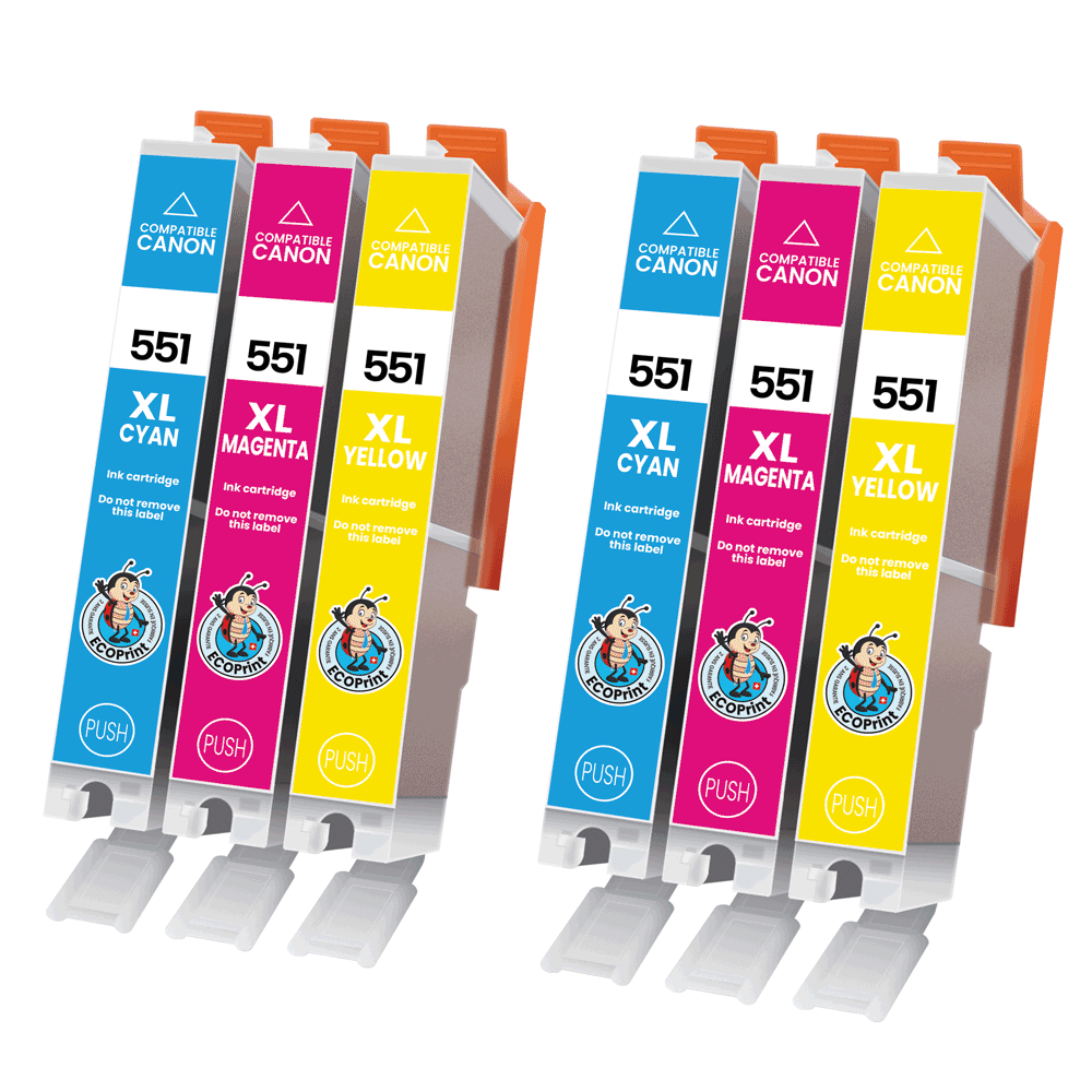 Pack de 6 cartouches ECOPrinter équivalent à Canon CLI-551 XL