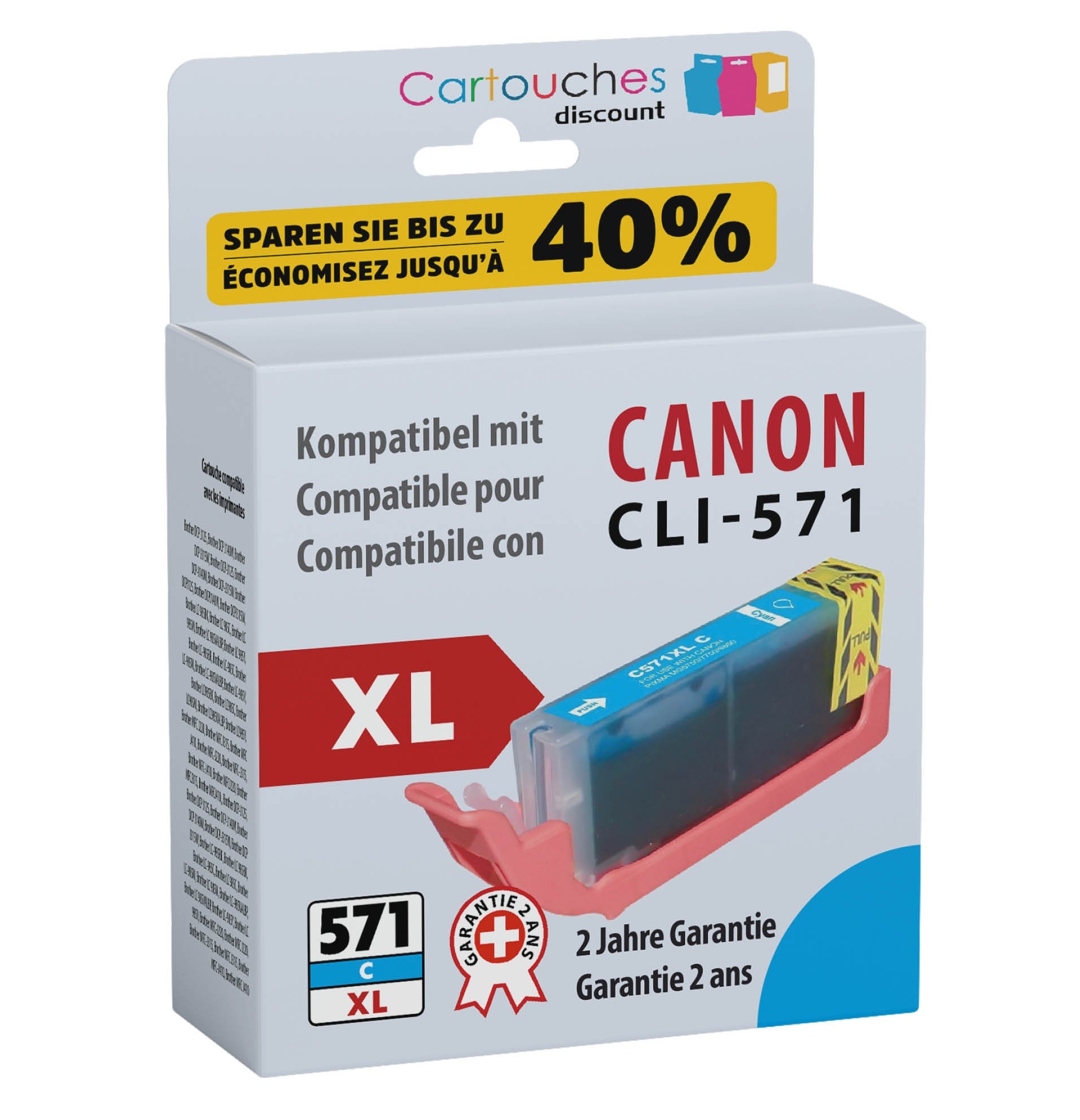 Cartouches d'encre - Cartouche compatible Canon CLI-571 XL / Cyan -  Consommables HP CANON BROTHER