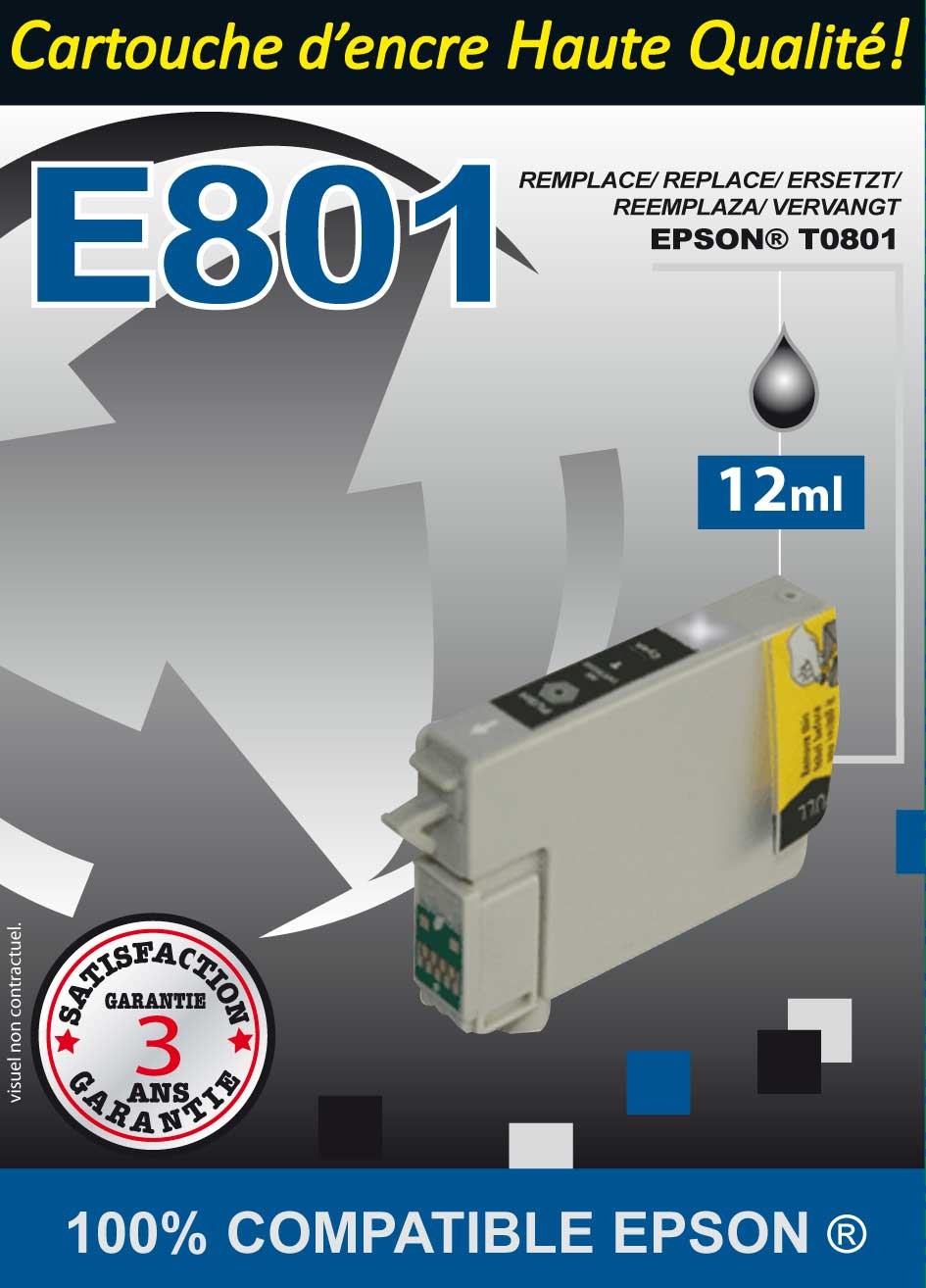 Cartouche compatible Epson T0801 / Noir 12 ml