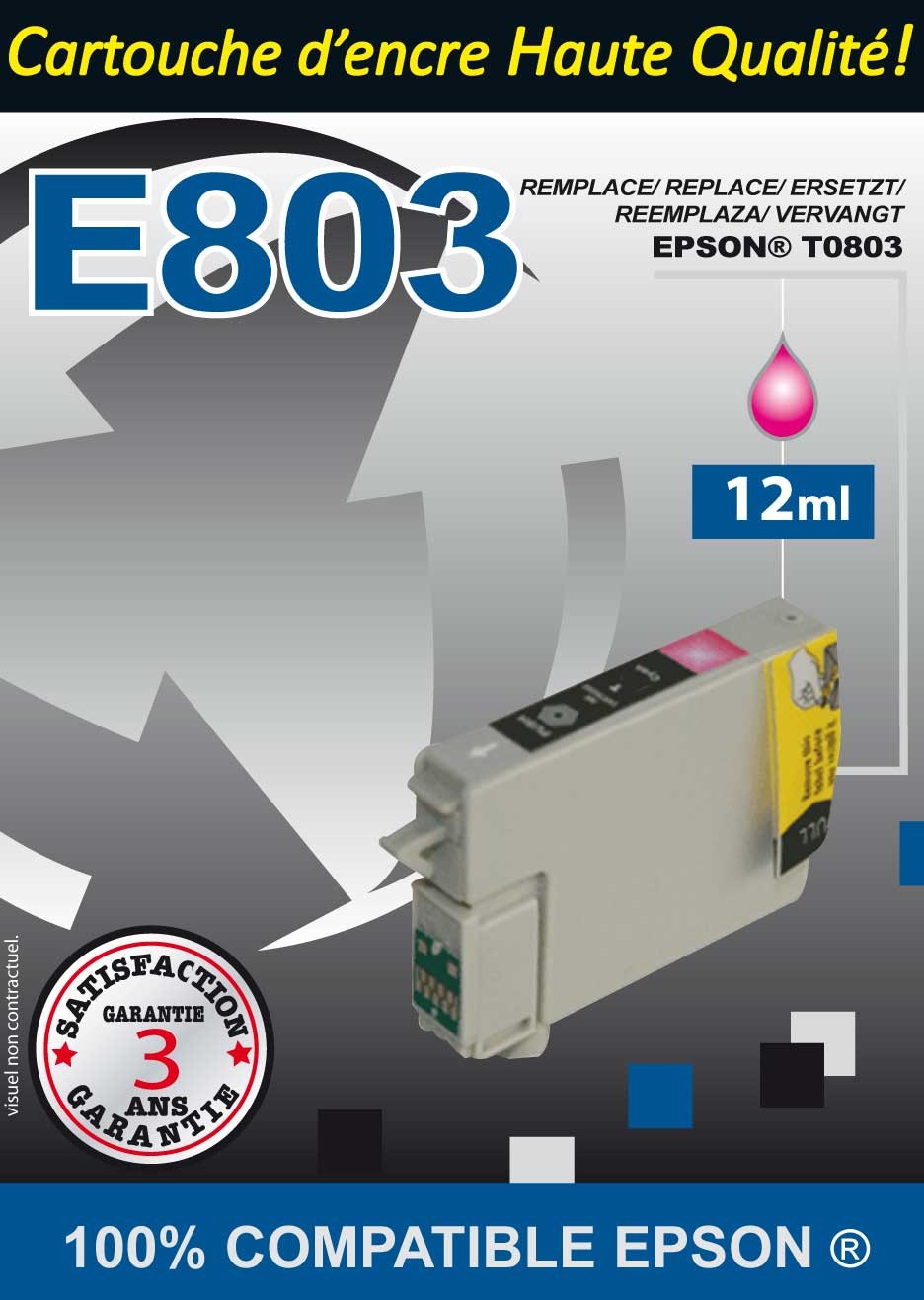 Cartouche compatible Epson T0803 / Magenta 12 ml