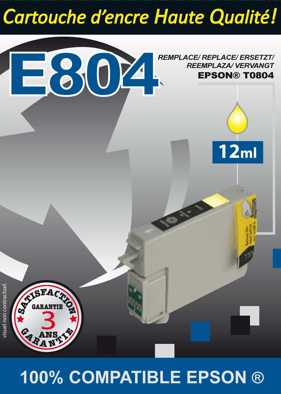 Cartouche ECOPrinter équivalent à Epson T0804 Jaune (Y)