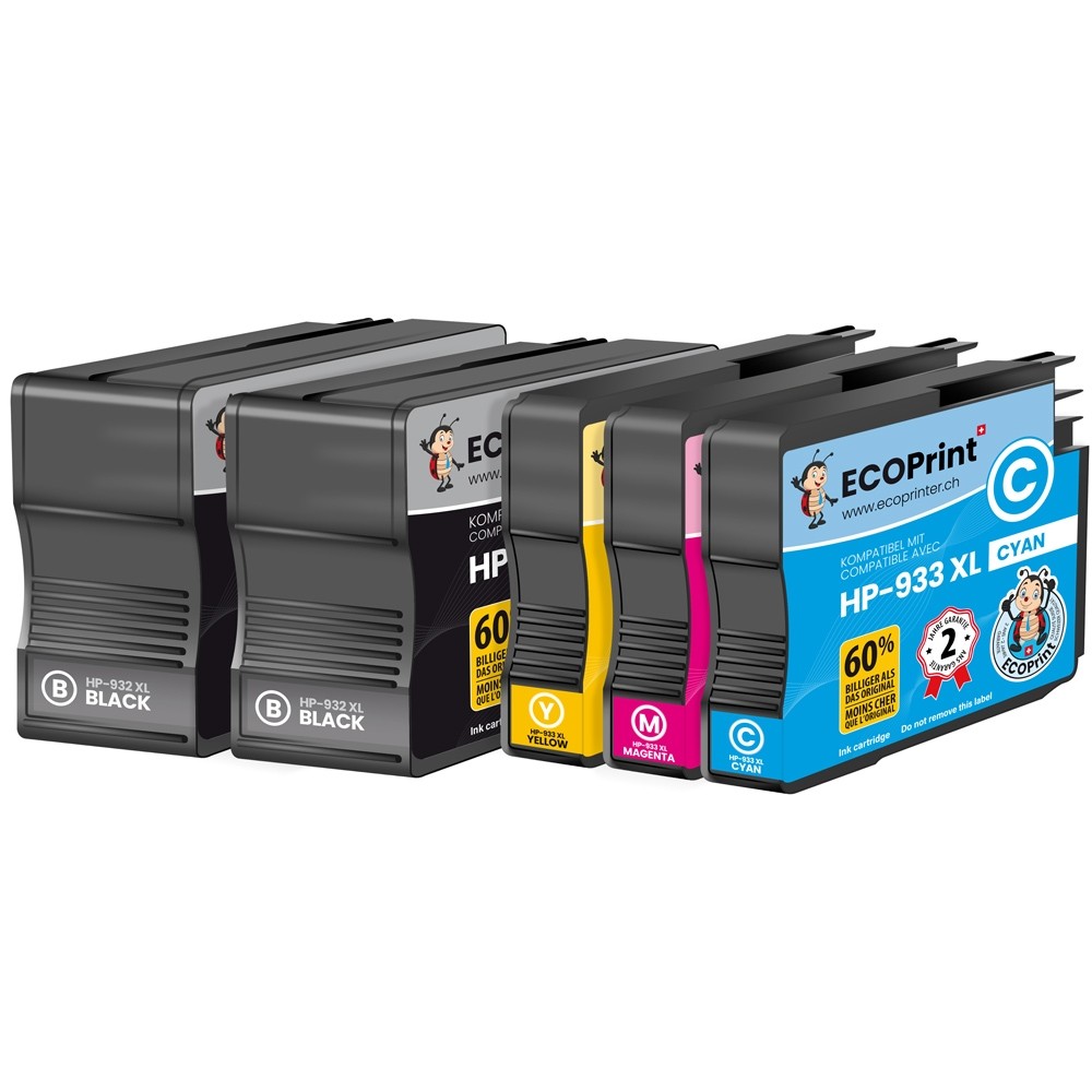 Pack de 5 cartouches ECOPrinter équivalent à HP 932XL / HP 933XL