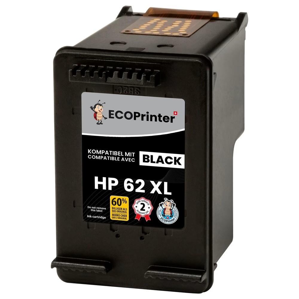 Cartouche ECOPrinter équivalent à HP 62 XL Noir (BK)