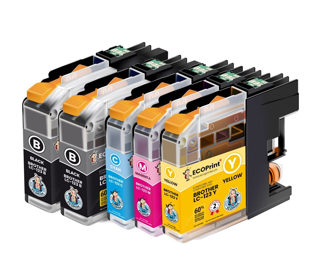 Pack de 5 cartouches ECOPrinter équivalent à Brother LC-123