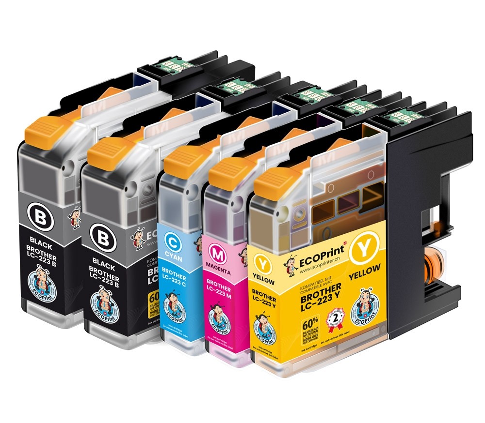 Pack de 5 cartouches ECOPrinter équivalent à Brother LC-223